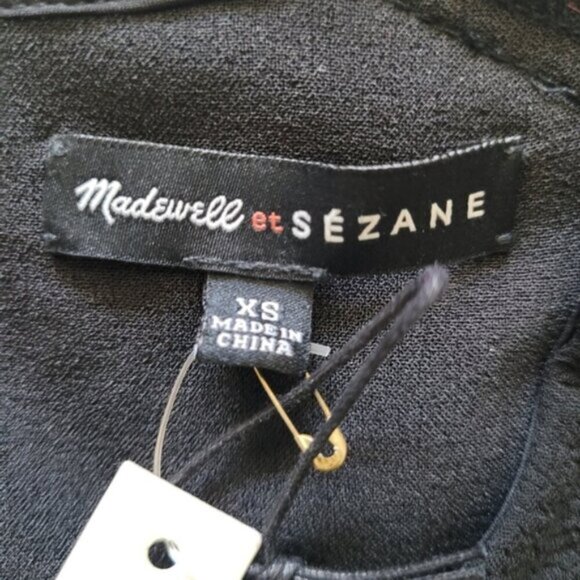 Madewell et SEZANE Colette Black Top with Gold Buttons Size XS - Picture 6 of 12